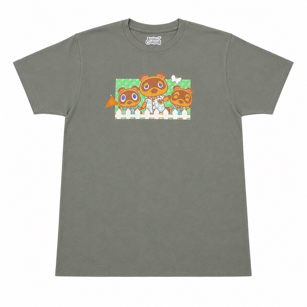 Animal Crossing Tom Nook Timmy Tommy Graphic T-Shirt Olive Green Mens Large New